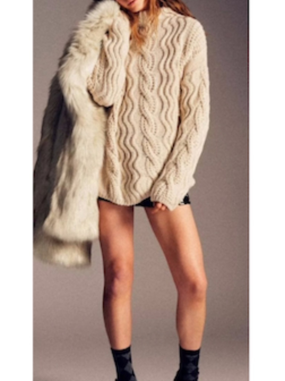 NWT  COTTON WOOL & LINEN CABLE-KNIT sweater (MED)